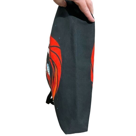 Red Fox on Black Polyester Canvas Tote Bag 18”x18” - Picture 5 of 7